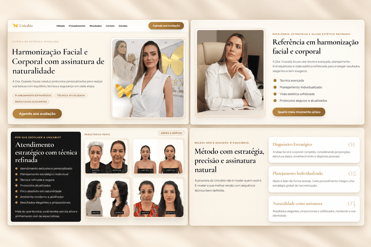 Páginas do site Clínica Unicabio