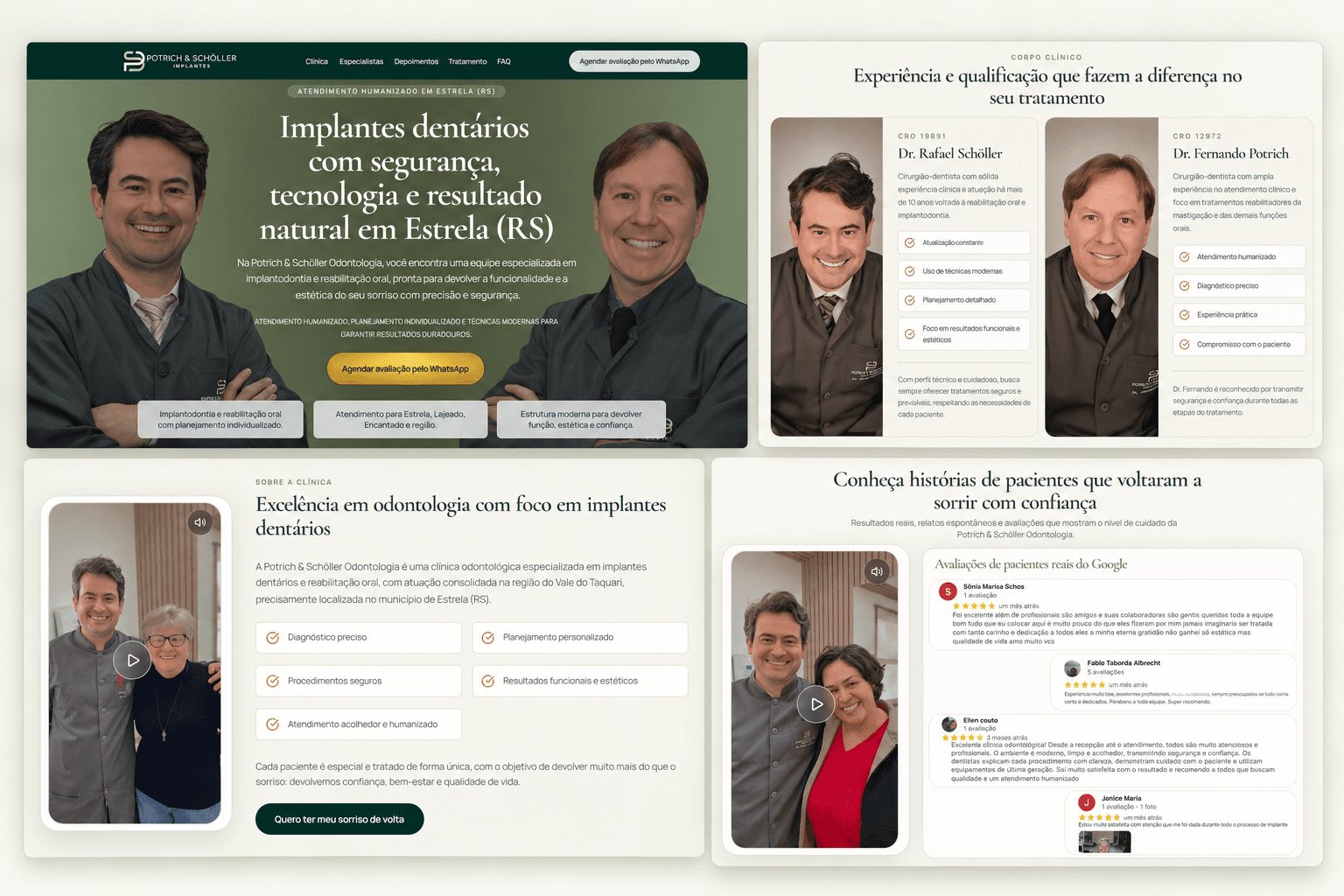 Páginas do site Protrich & Scholler Implantes