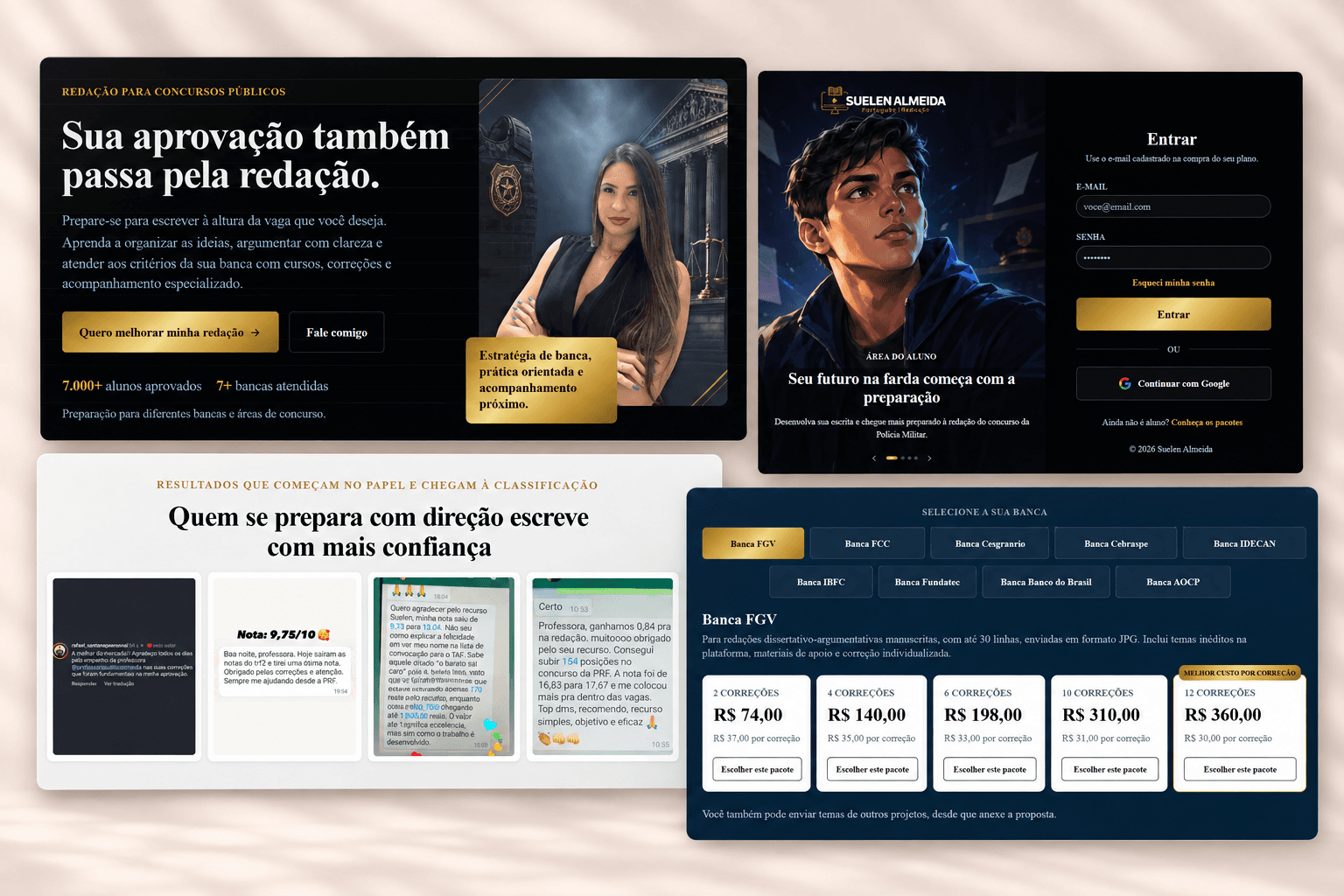 Páginas do site Redação para Concursos | Profª Suelen Almeida