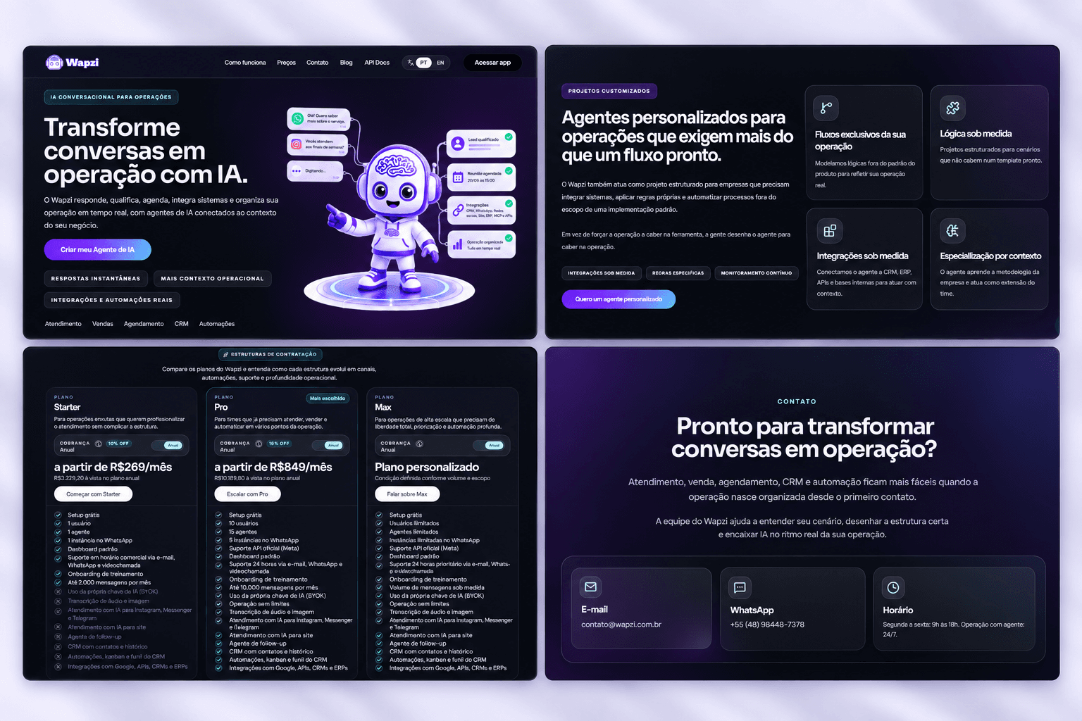 Pages from the Wapzi - Agentes de IA website
